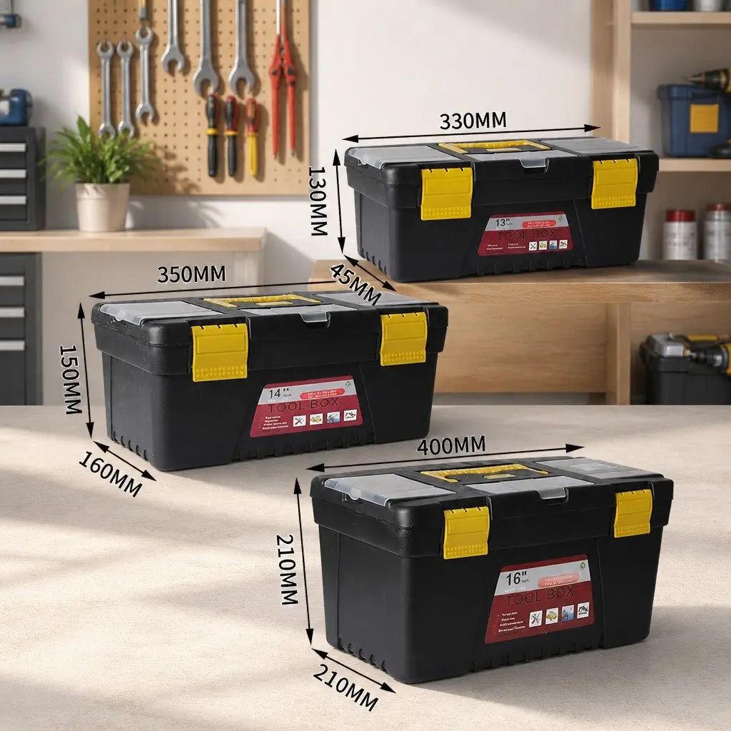 3 Pcs Tool Box Set Professional Storage Heavy Duty Portable Toolbox Organizer