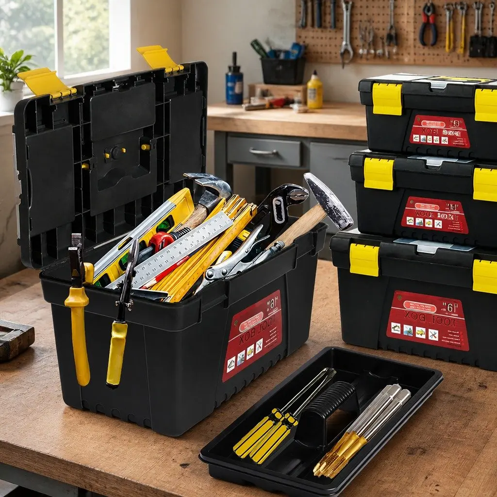 3 Pcs Tool Box Set Professional Storage Heavy Duty Portable Toolbox Organizer