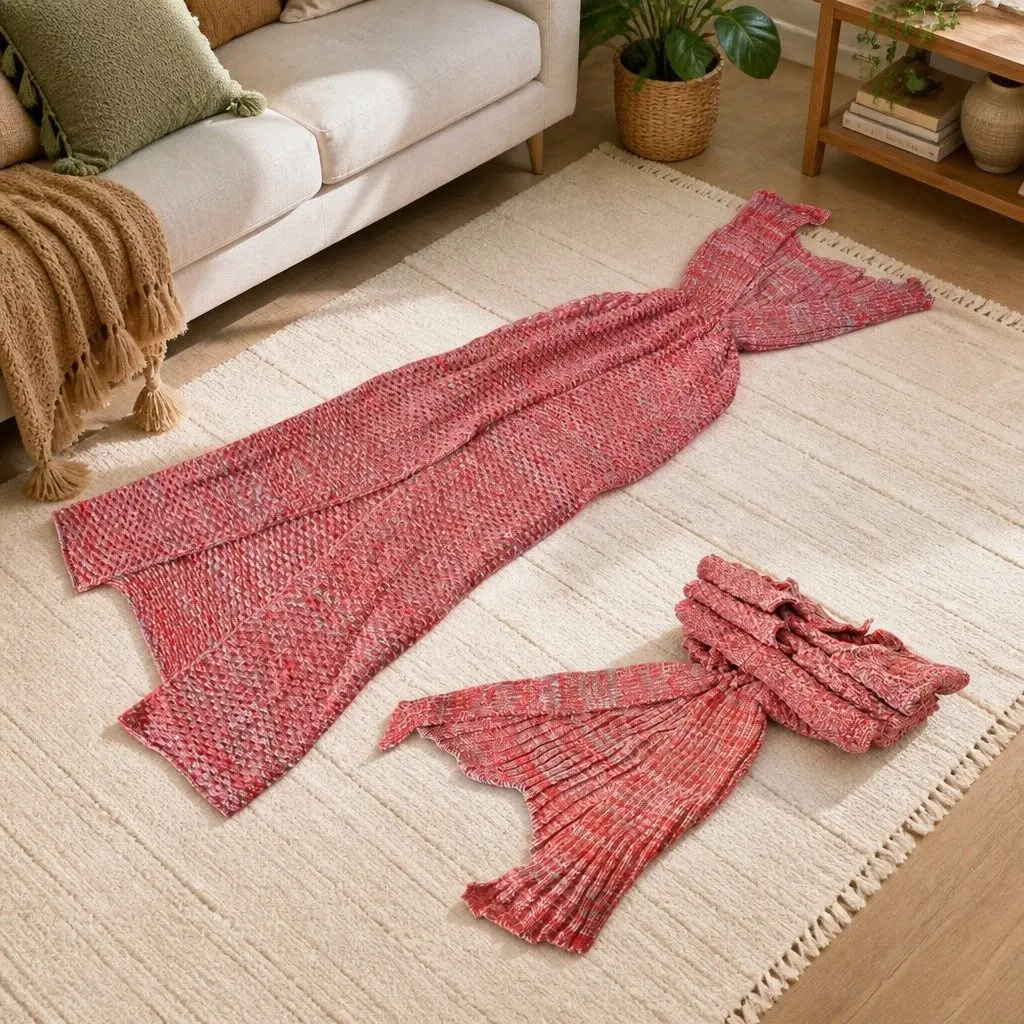 Mermaid Tail Crochet Blanket Cotton Single All Seasons