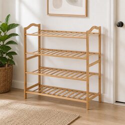 Sturdy Bamboo Shoe Rack with 4 Tiers for Easy Storage