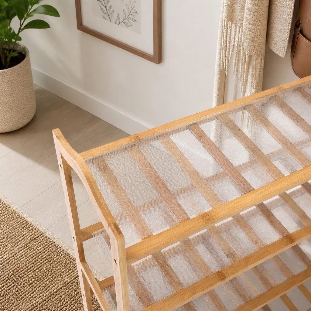 Bamboo Shoe Rack with 4 Tiers for Easy Storage