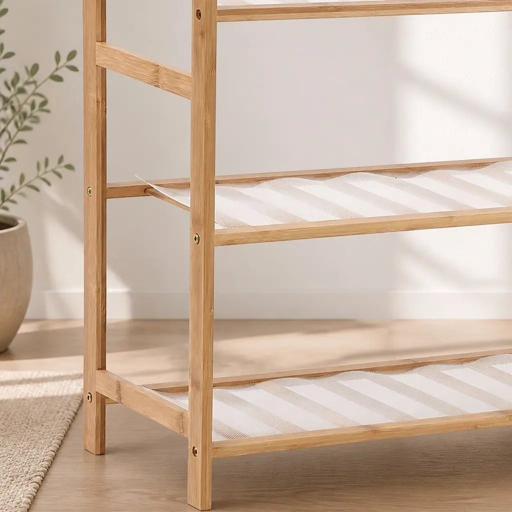 Bamboo Shoe Rack 5 Tier Organizer 70cm Width