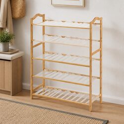 Durable 5-Tier Bamboo Shoe Rack 80cm for Organizing