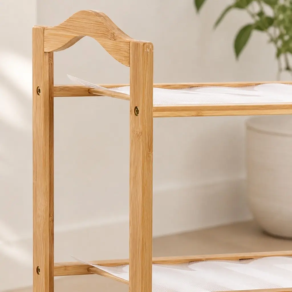 5-Tier Bamboo Shoe Rack 80cm for Organizing