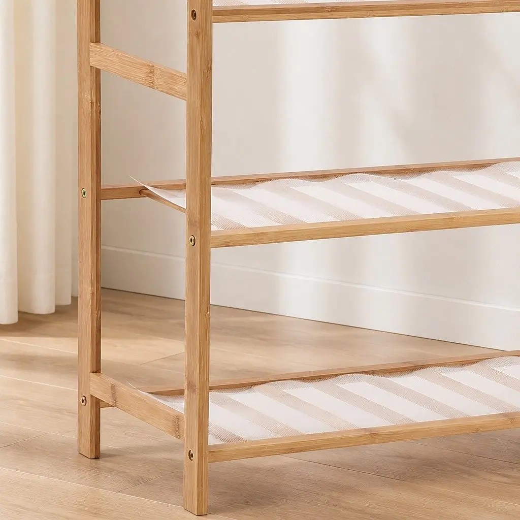 5-Tier Bamboo Shoe Rack 80cm for Organizing