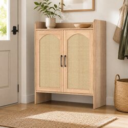 Five-Tier Wooden Shoe Cabinet with Double Doors