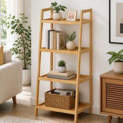 4-Shelf Bamboo Ladder Bookcase for Stylish Storage