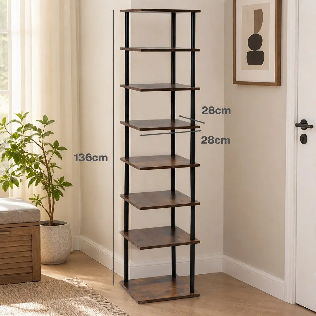Vertical Shoe Rack 8-Tier Space Saving Corner Organiser Storage Shelving Unit