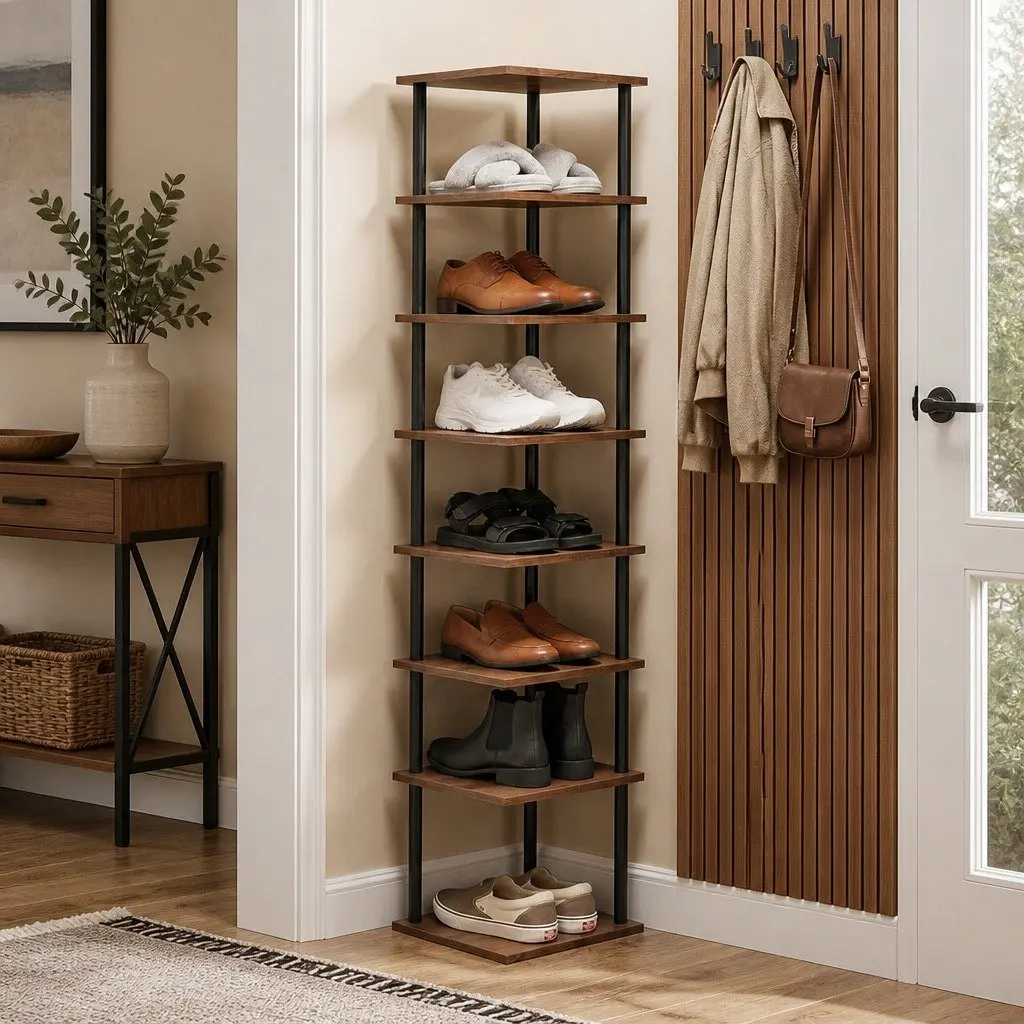 Vertical Shoe Rack 8-Tier Space Saving Corner Organiser Storage Shelving Unit