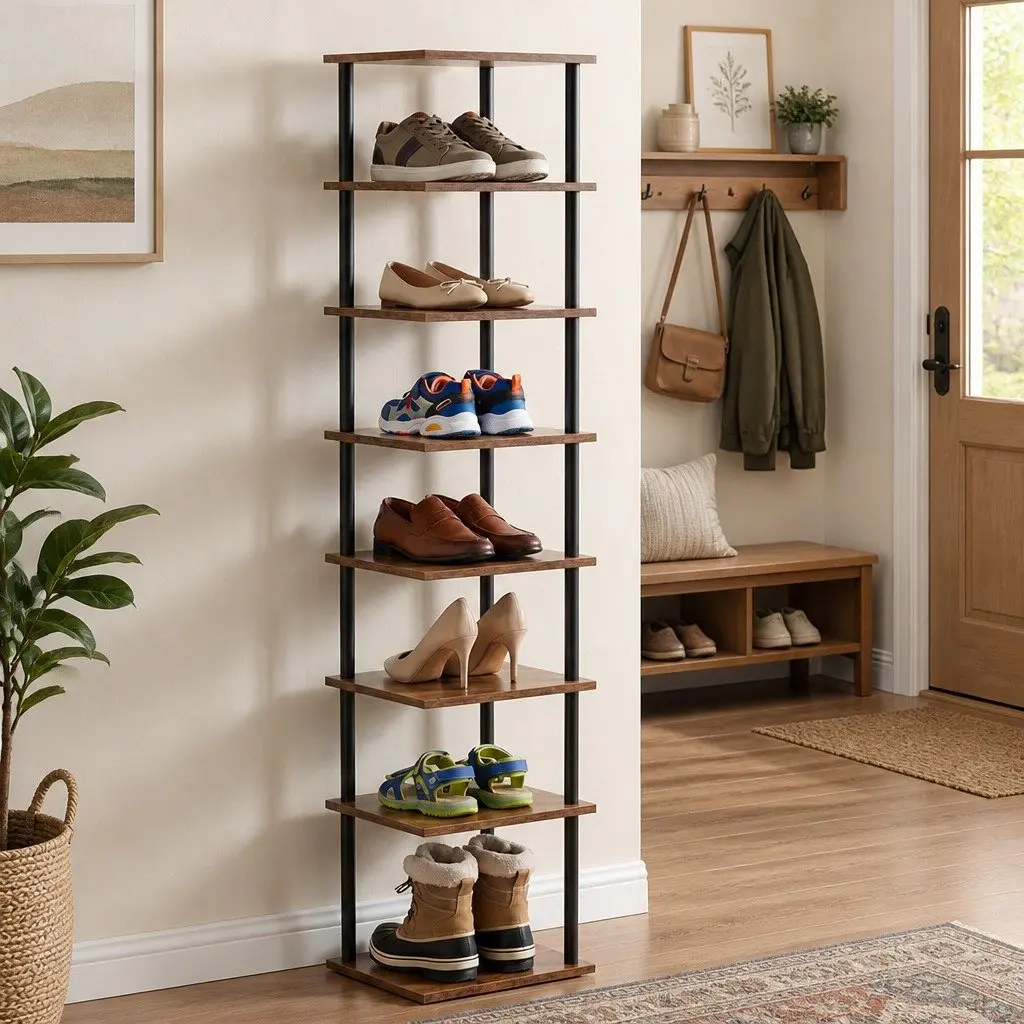 Vertical Shoe Rack 8-Tier Space Saving Corner Organiser Storage Shelving Unit