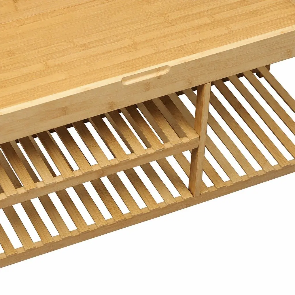 Bamboo Shoe Rack Bench Storage Box 100cm Natural