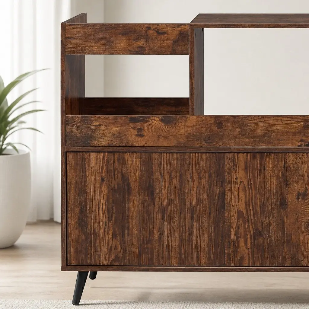 Record Player Stand E1 Particle Board 80cm x 40cm x 82.6cm Brown