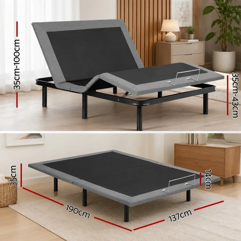 Electric Adjustable Bed Frame Double Size Black