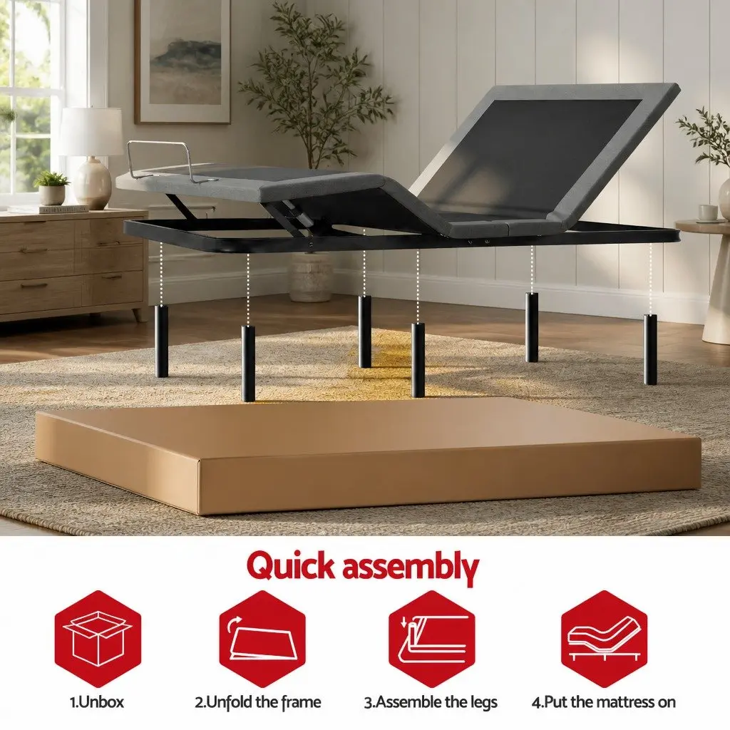 Electric Adjustable Bed Frame Double Size Black