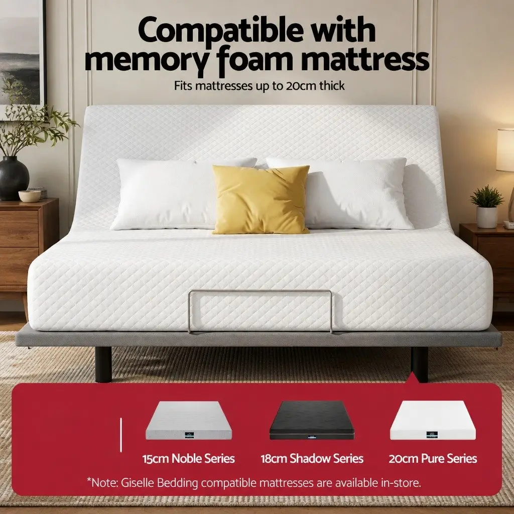 Adjustable Electric King Bed Frame with Wireless Remote