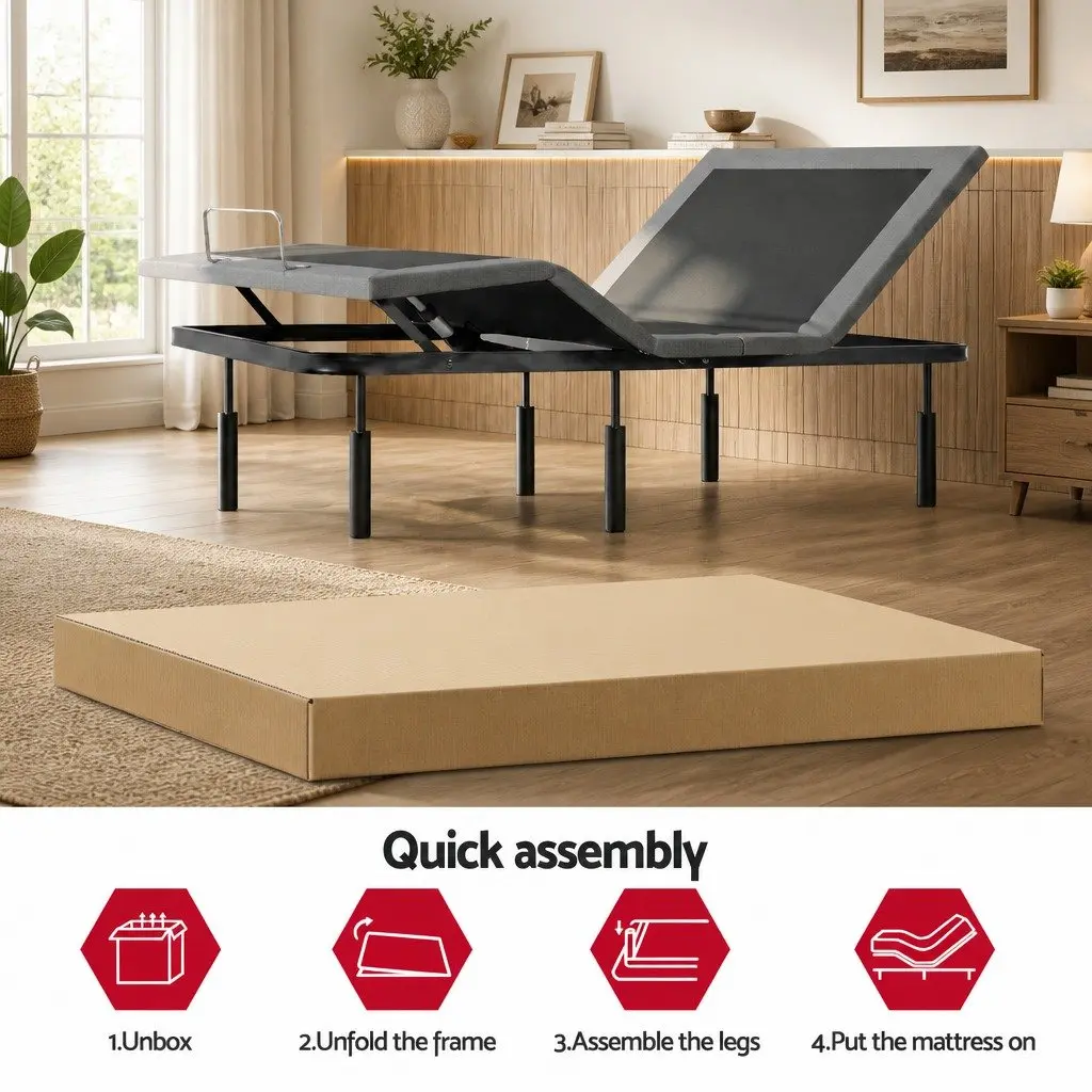 Adjustable Electric King Bed Frame with Wireless Remote