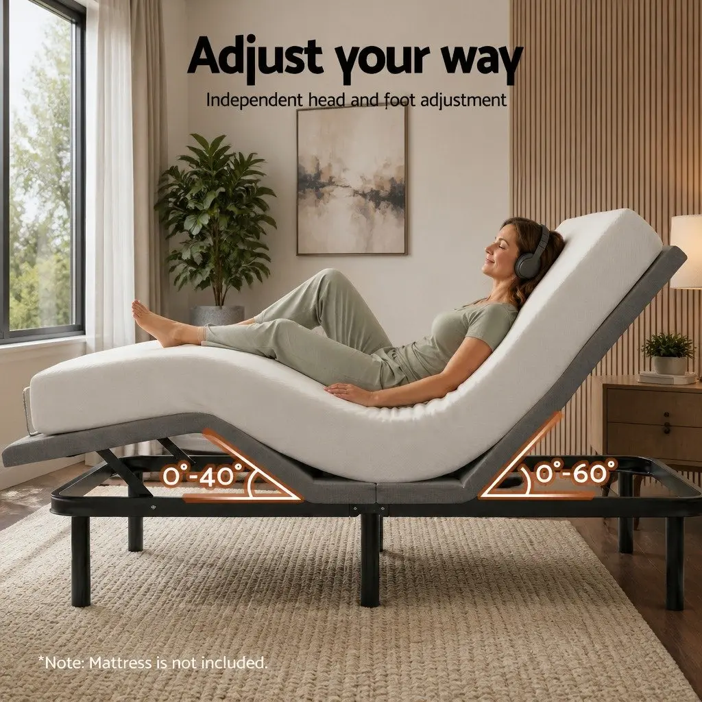 Queen Size Adjustable Electric Bed Frame with Wireless Remote