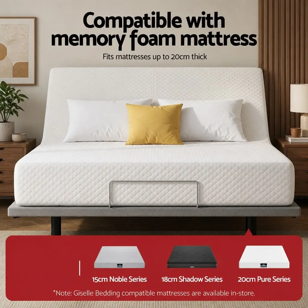 Queen Size Adjustable Electric Bed Frame with Wireless Remote