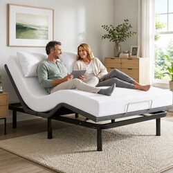 Electric Adjustable Double Bed Frame with Memory Foam Mattress