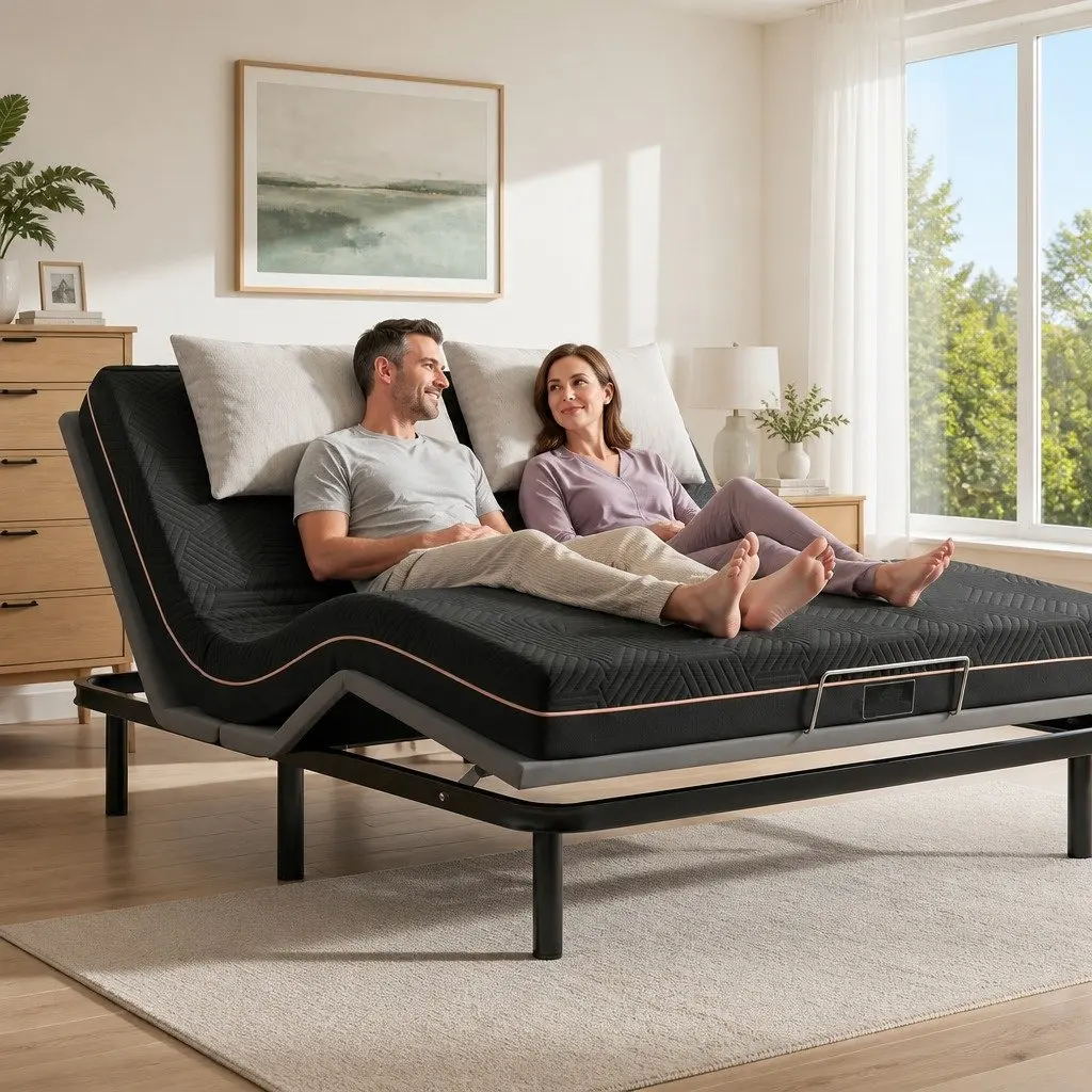 King Size Adjustable Bed Frame with Memory Foam Mattress