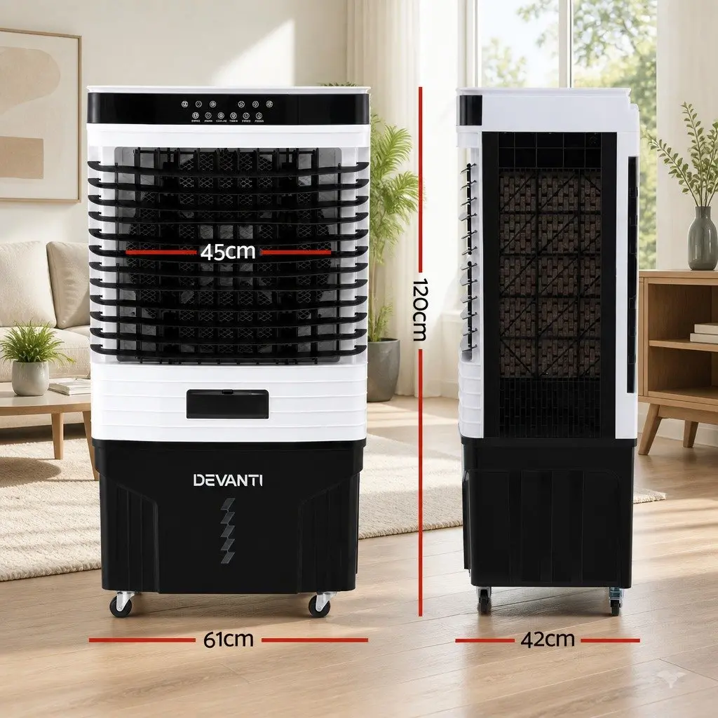 Evaporative Air Cooler 60L Tank Humidifier Purifier White Black