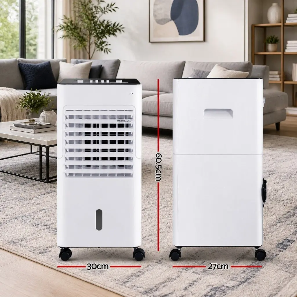 Evaporative Air Cooler 6L Water Tank Humidifier Purifier Fan Black and White Portable