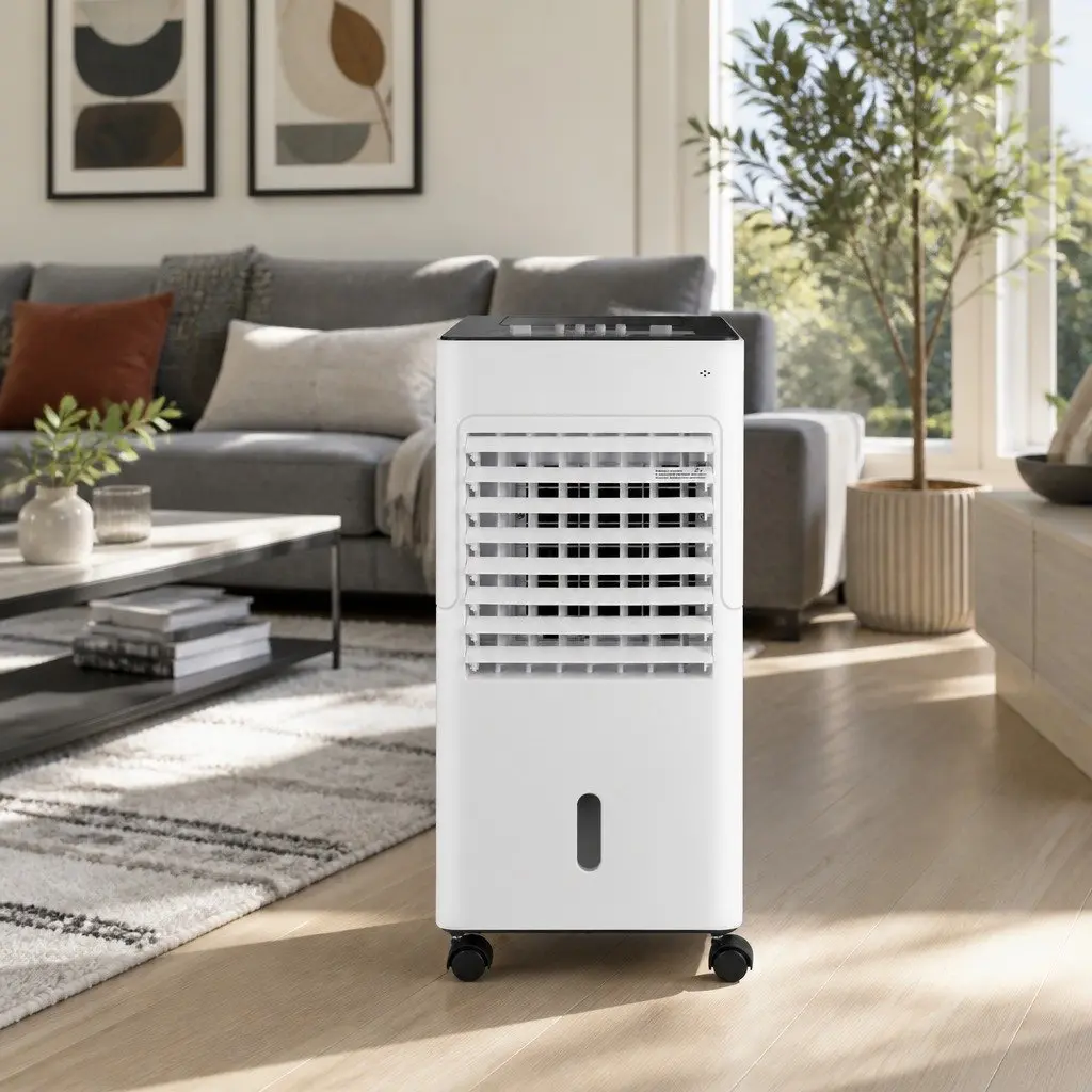 Evaporative Air Cooler 6L Water Tank Humidifier Purifier Fan Black and White Portable