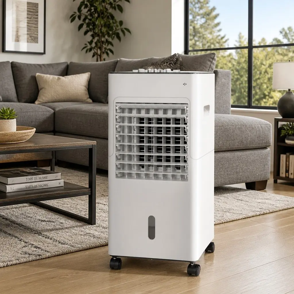 Evaporative Air Cooler 6L Water Tank Humidifier Purifier Fan Black and White Portable