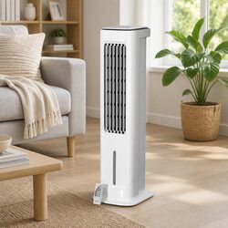 Evaporative Tower Air Cooler Portable Fan Humidifier Purifier 6L White