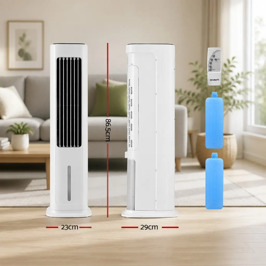 Portable Evaporative Air Cooler Humidifier Fan Purifier 6L White
