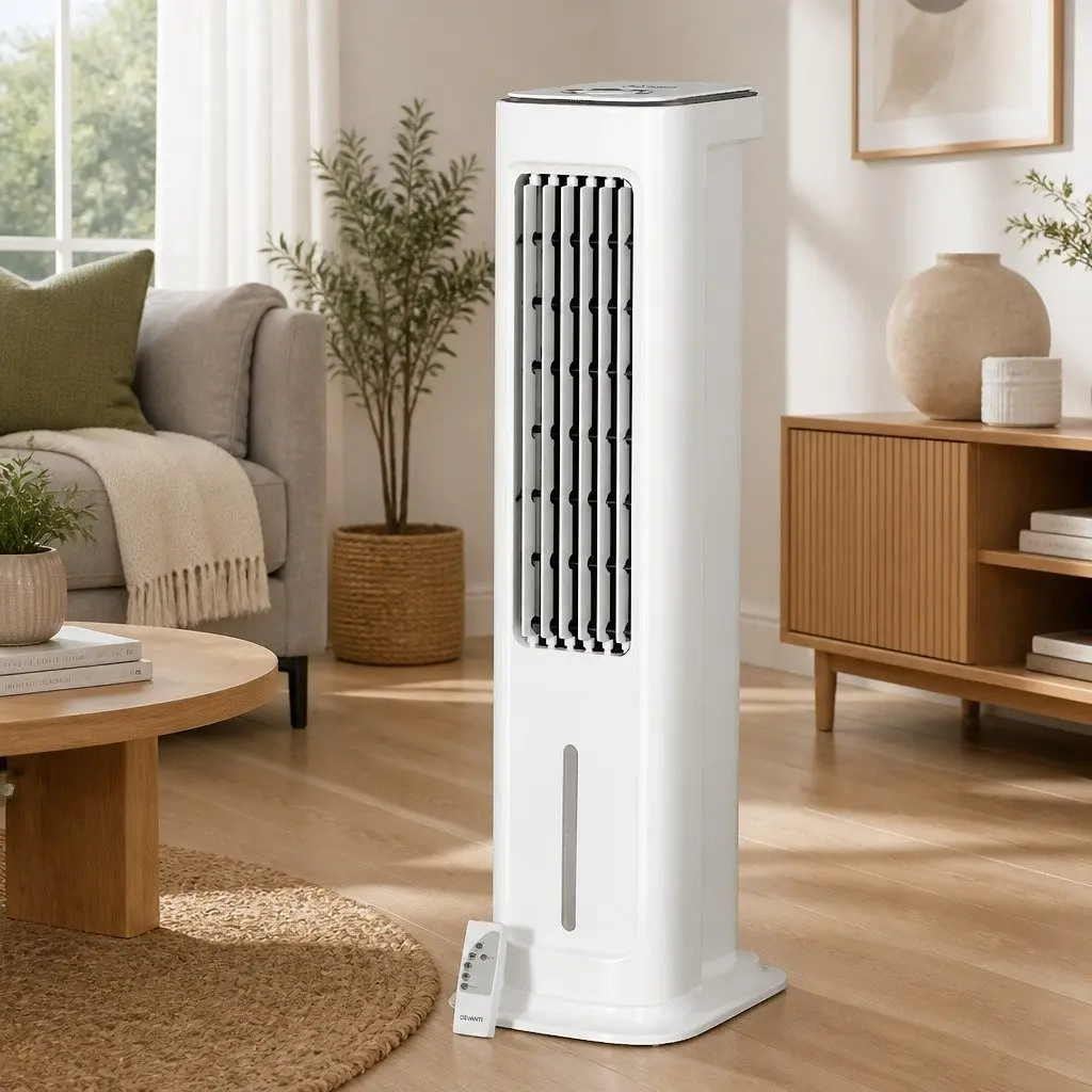 Portable Evaporative Air Cooler Humidifier Fan Purifier 6L White