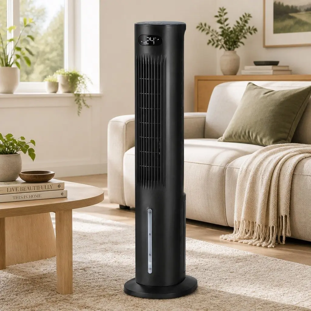 Evaporative Air Cooler 7L Water Tank Black 4-in-1 Fan Humidifier Purifier Remote Control