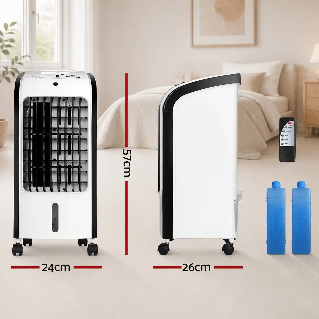 Evaporative Air Cooler 4L Tank Portable Cooling Fan Black and White