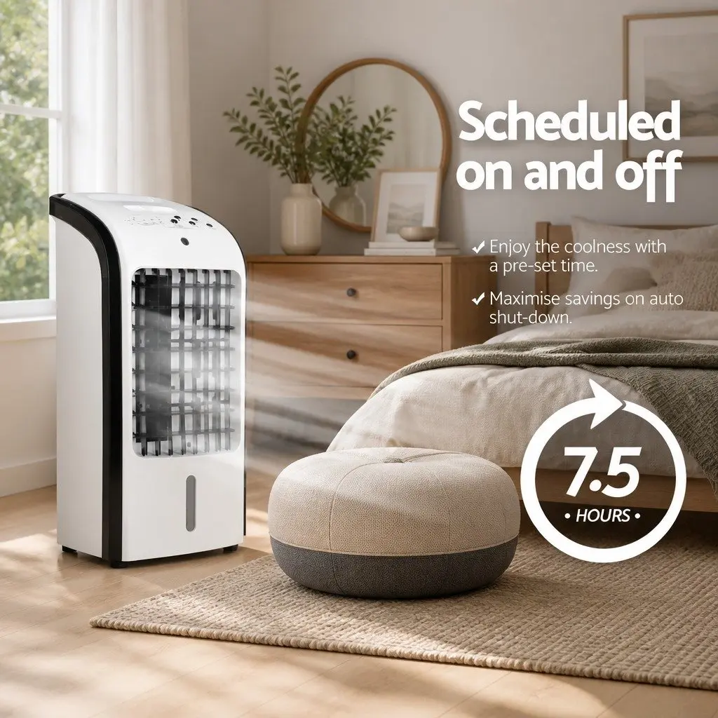 Evaporative Air Cooler 4L Tank Portable Cooling Fan Black and White