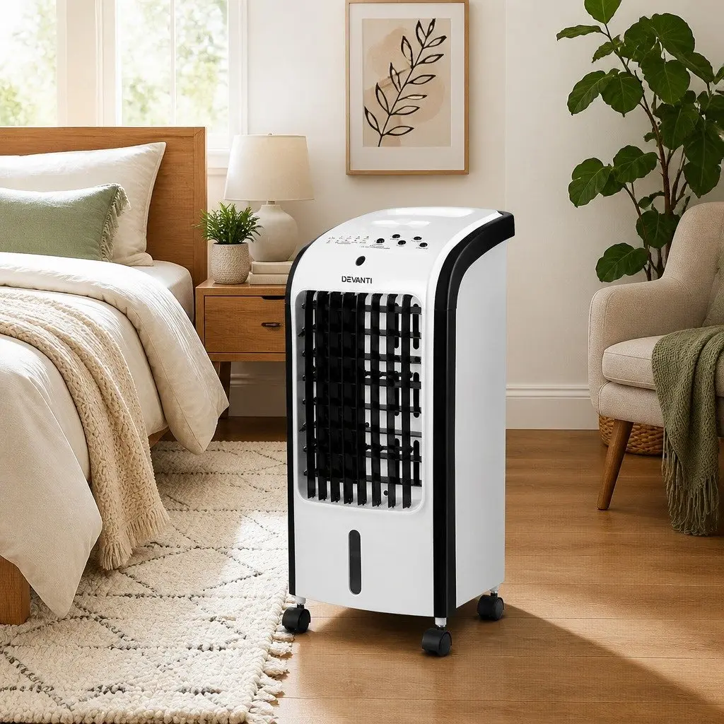 Evaporative Air Cooler 4L Tank Portable Cooling Fan Black and White