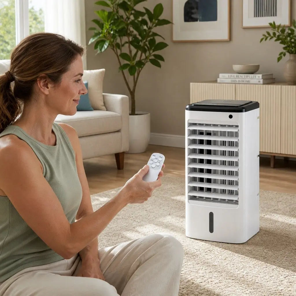 Evaporative Cooler 4L Tank Humidifier Fan Remote Control White