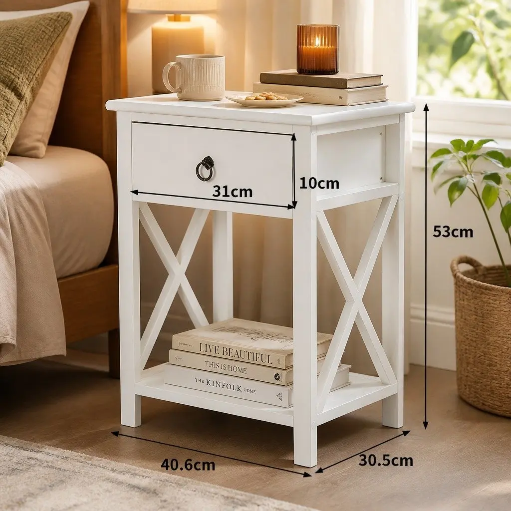 Nightstand Set of 2 with Drawers for Storage