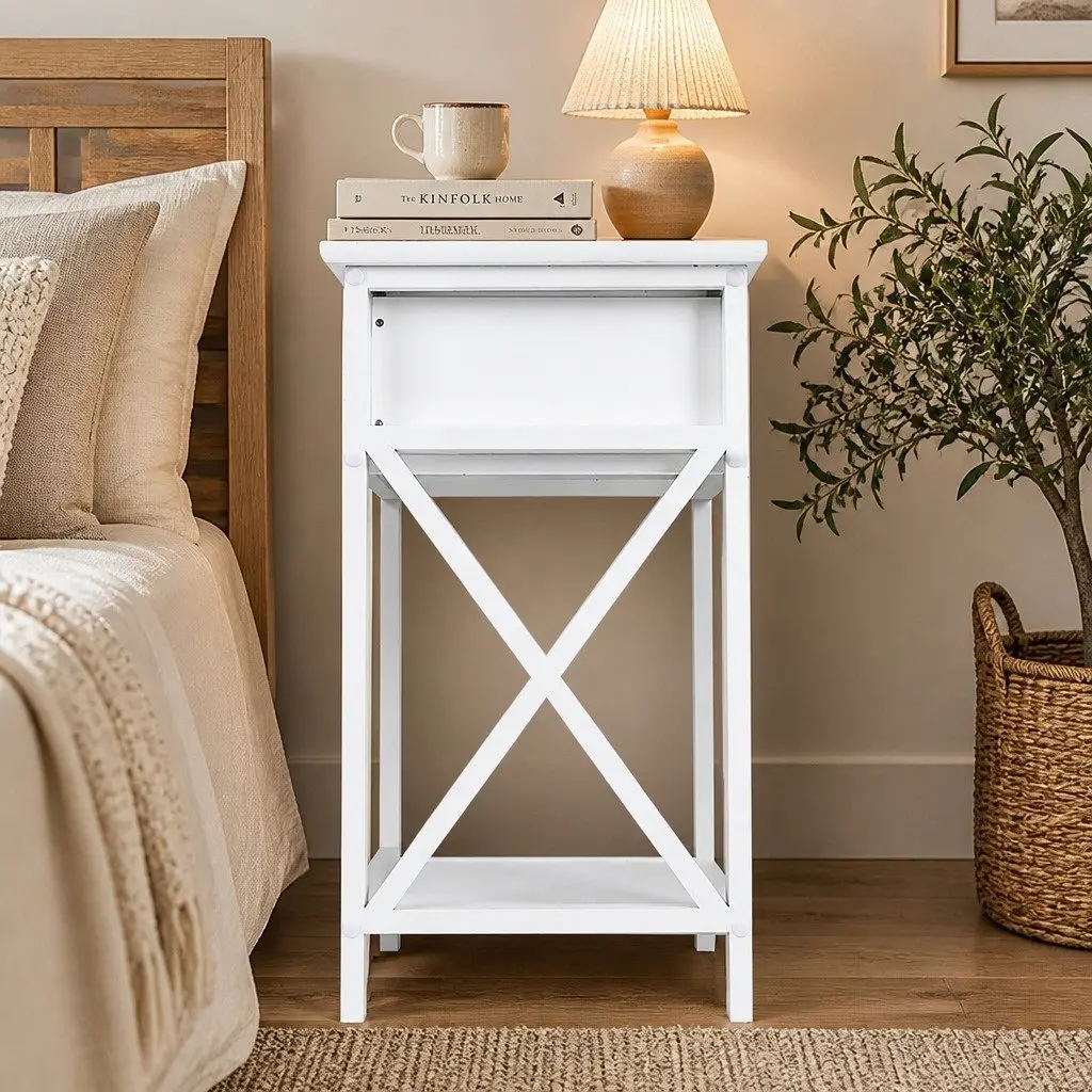 Nightstand Set of 2 with Drawers for Storage