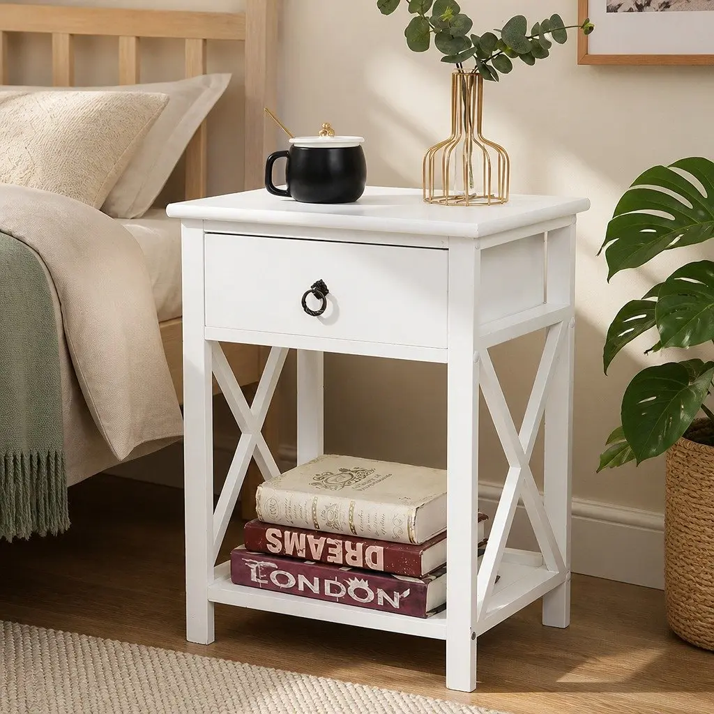 Nightstand Set of 2 with Drawers for Storage