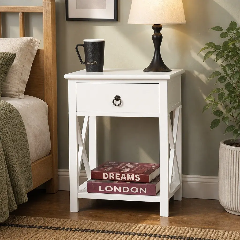 Nightstand Set of 2 with Drawers for Storage