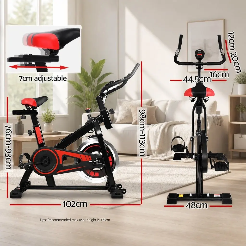 Exercise Bike Powder-coated Steel 102cm x 48cm x 113cm Black