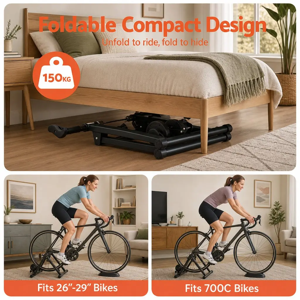 Foldable Bike Trainer Stand with Magnetic Resistance