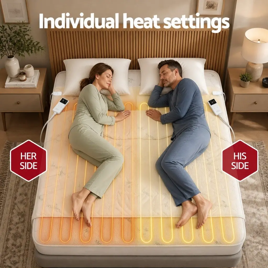 Electric Blanket Bamboo Fabric Double White Fitted Heated Pad Machine Washable