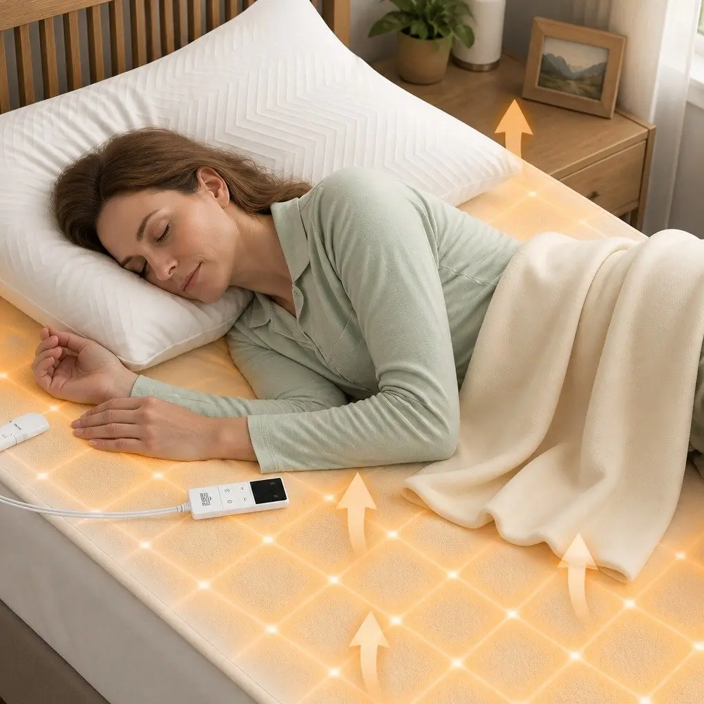 Electric Blanket Bamboo Fabric Double White Fitted Heated Pad Machine Washable