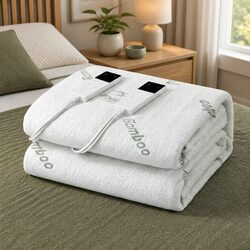 King-Size Bamboo Electric Blanket with Dual Controllers