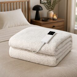 King Single Electric Blanket with LED Remote and Sherpa Fleece