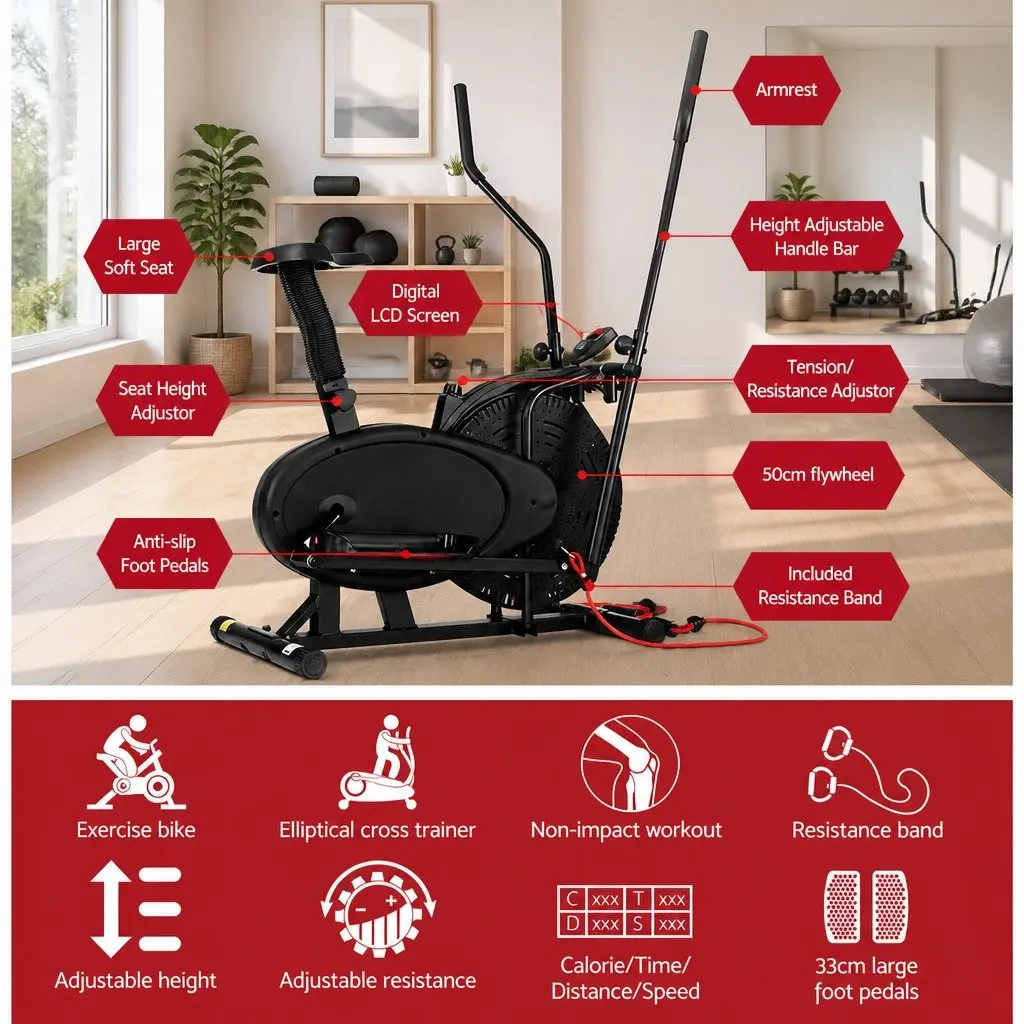 4 in 1 Exercise Bike Cross Trainer Home Gym