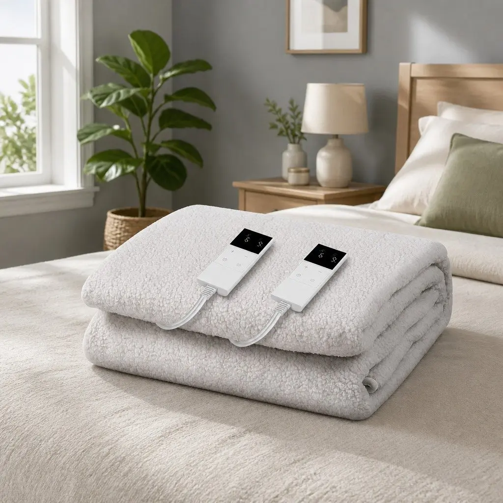 Heated King Size Electric Blanket with Fitted Fleecy Underlay