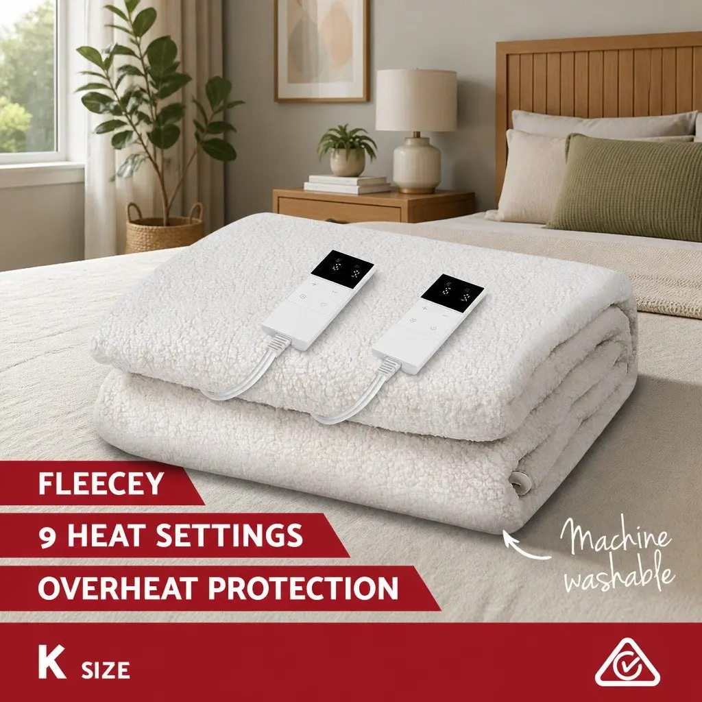 Heated King Size Electric Blanket with Fitted Fleecy Underlay