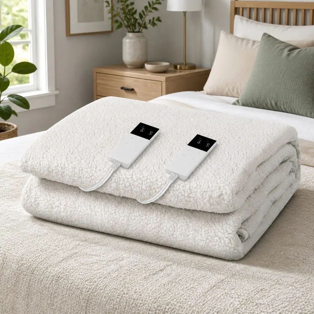 Heated King Size Electric Blanket with Fitted Fleecy Underlay